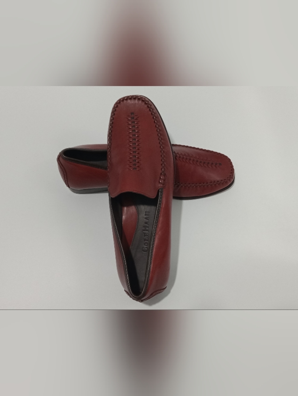 Cole Haan Dk Red Leather Justina Woven Loafers Women’s 6B